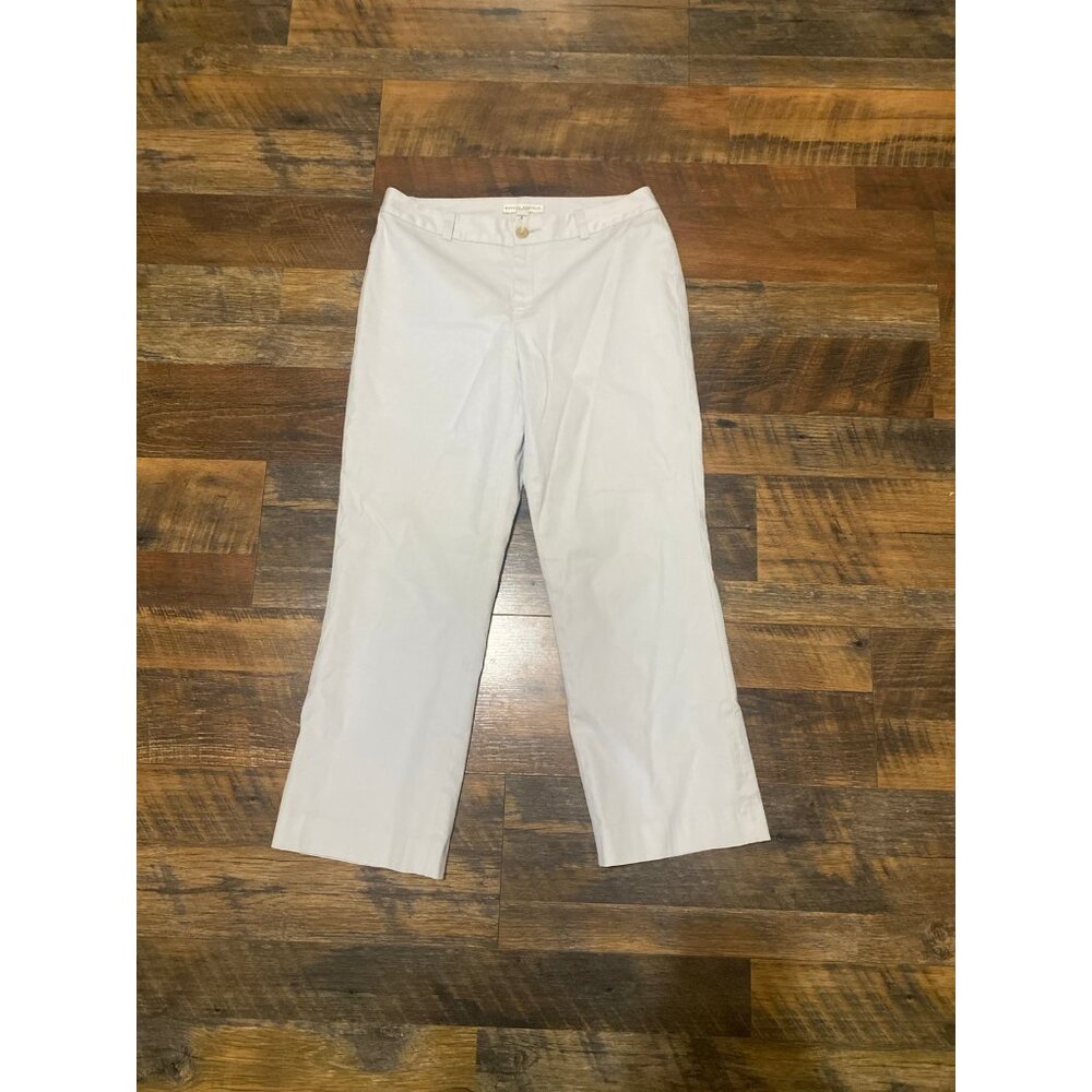 Banana Republic Harrison Ivory Capri Cropped Flat Front Stretch Pants Women's 4